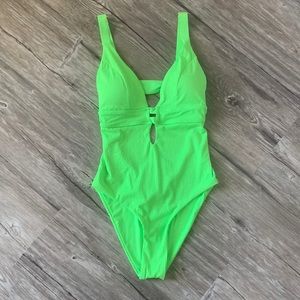 YMI Neon Green Bathing suit -One-piece open back w/ adjustable straps